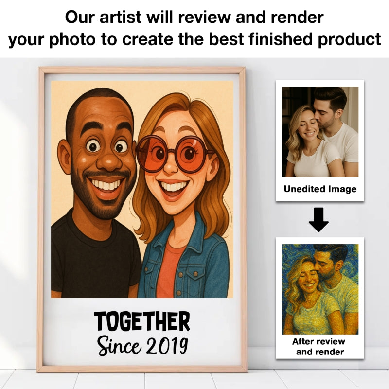 Custom Couple Art Print Personalized Photo Upload Poster, Gift for Couples, Best Friends, Family