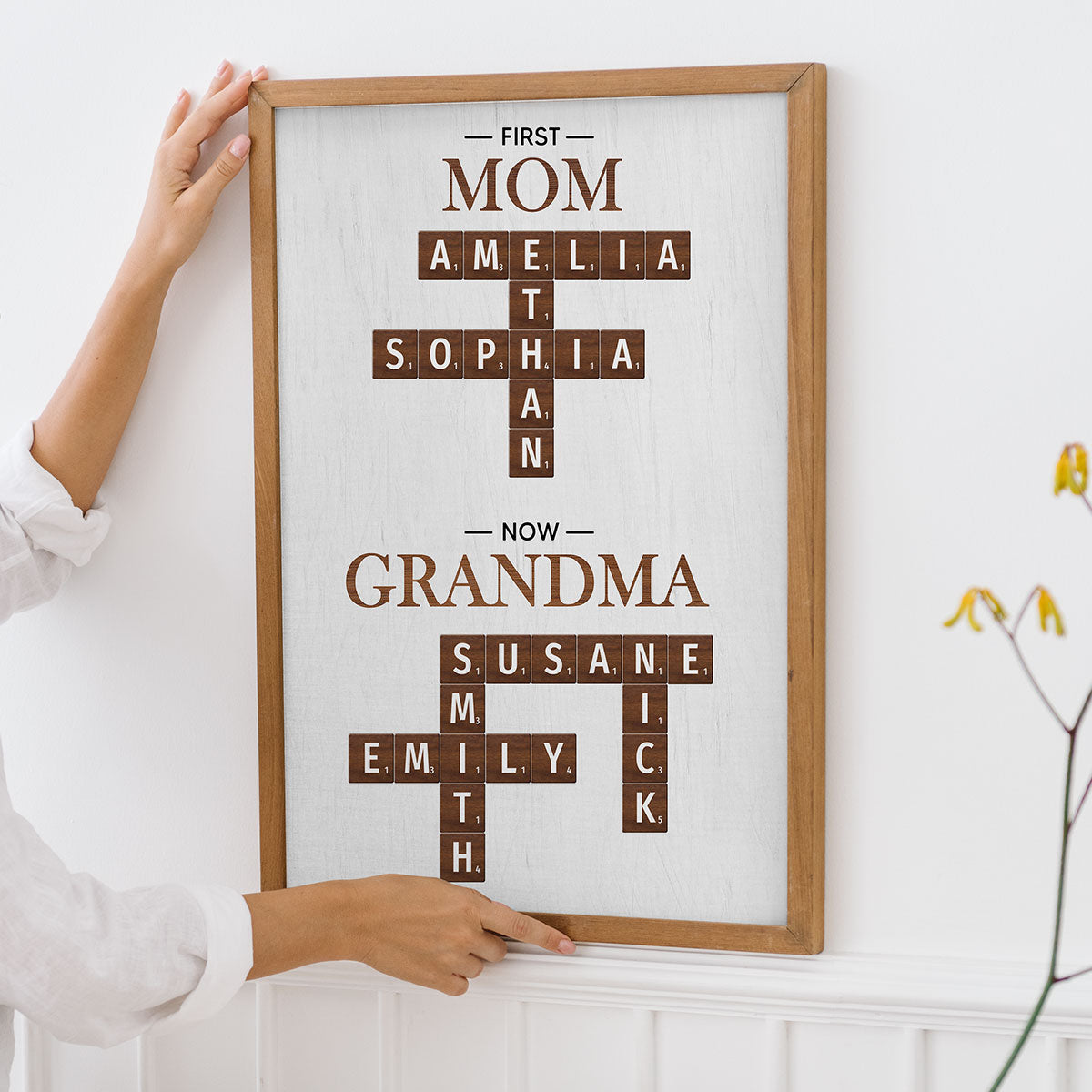 First Mom Now Grandma Crossword Puzzle Art Personalized Poster