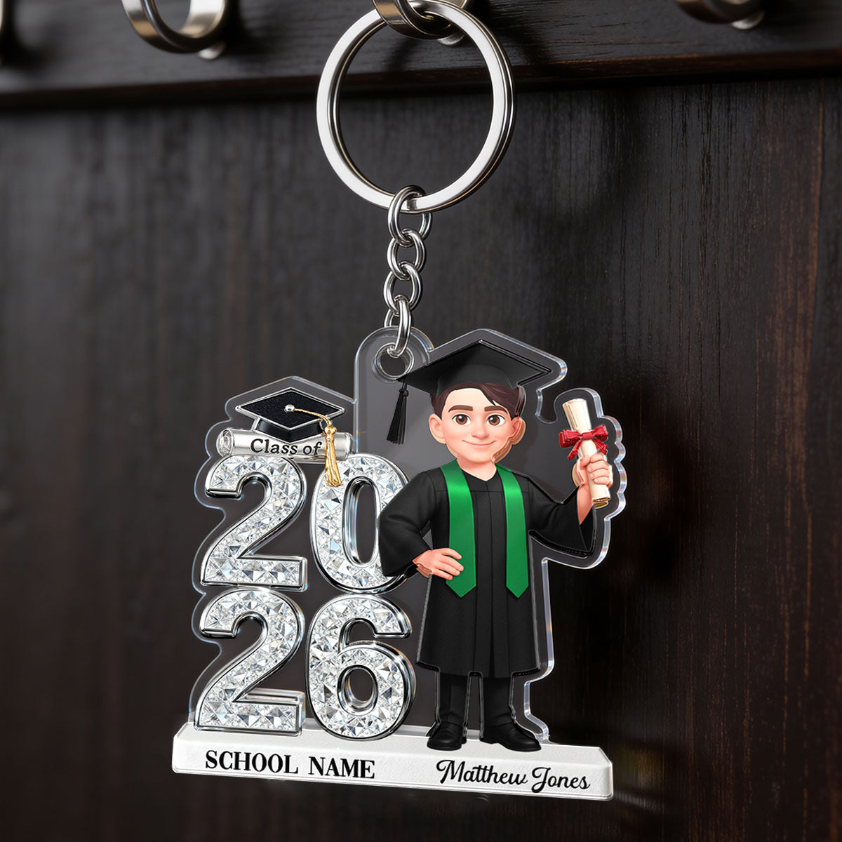 3D Shiny Effect Class Of 2026 2027 Senior - Personalized Acrylic Keychain - Gift For Graduates, Daughter, Son