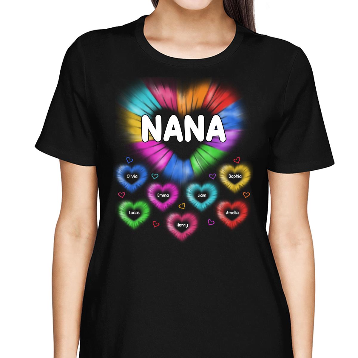Grandma Mom Colorful Hearts Personalized Shirt