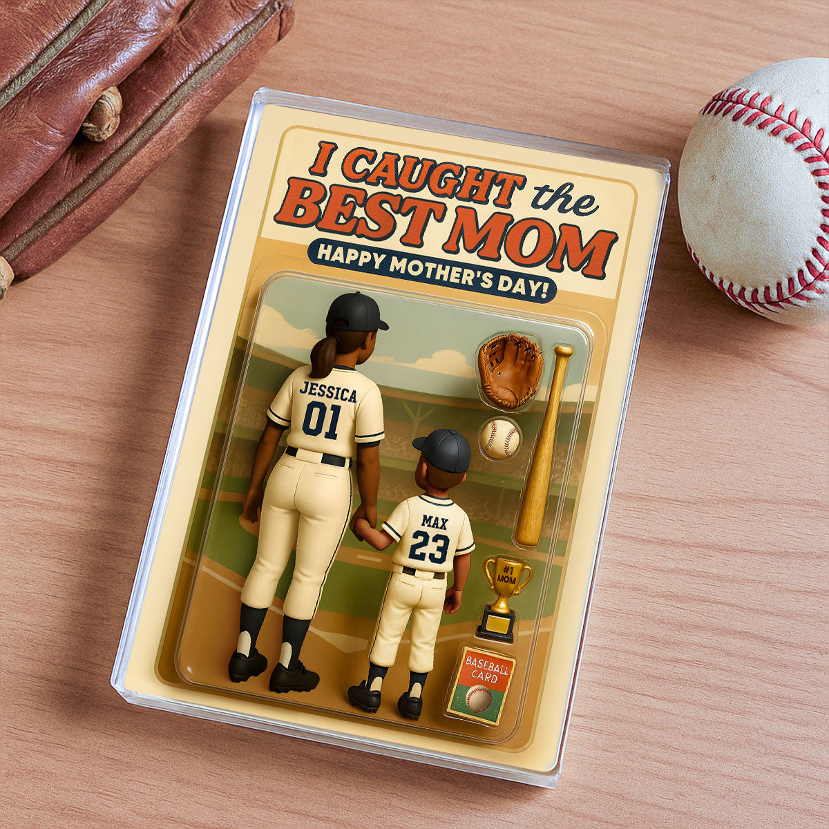 We Caught the Best Mom Baseball Custom Figure - Personalized Acrylic Block Plaque - Gift for Mom, Gift for Grandma, Gift for Wife