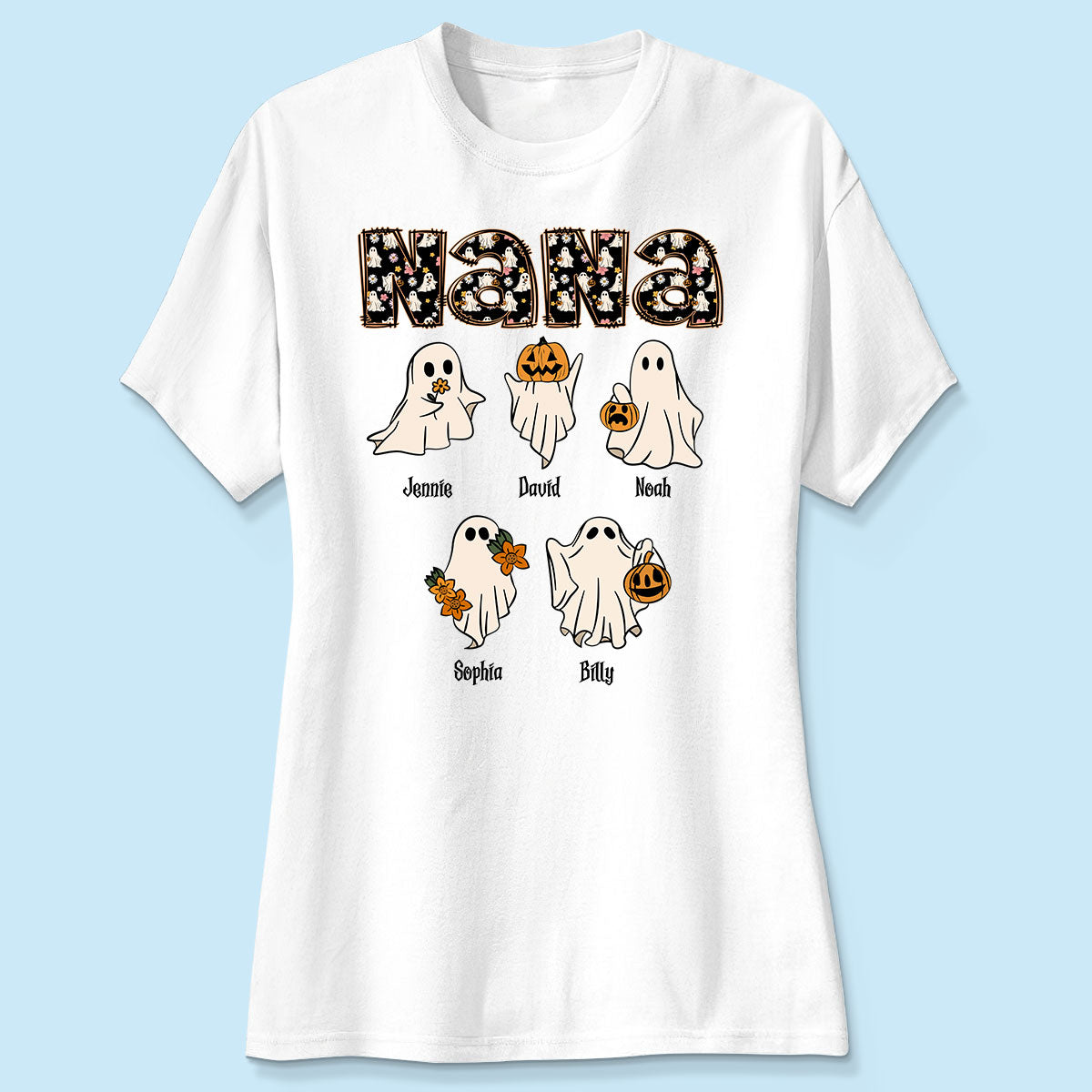 Grandma Mom Halloween Retro Boo Patterned Personalized Shirt
