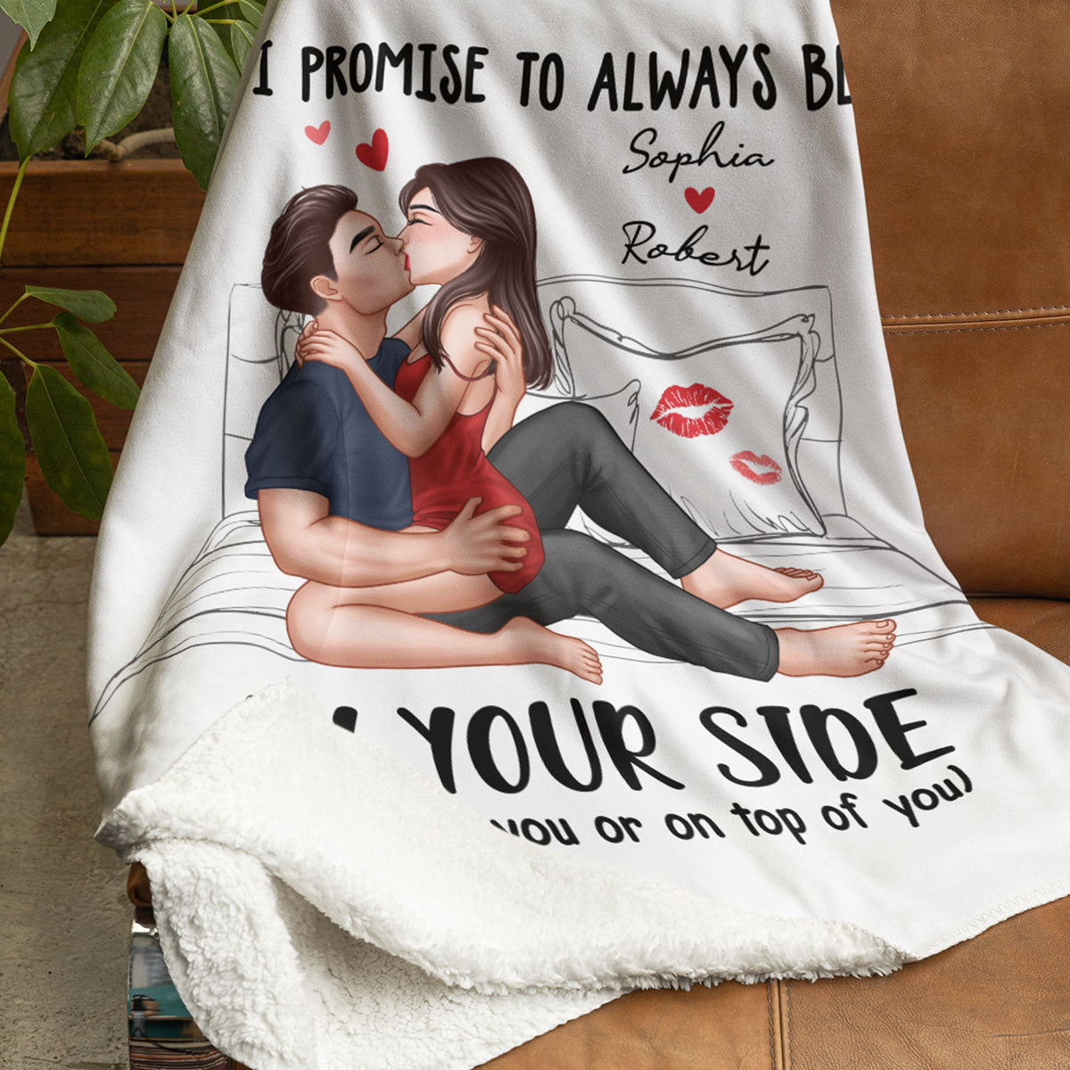 Sexy Kissing Couple Promise To Always By Your Side Personalized Fleece Blanket