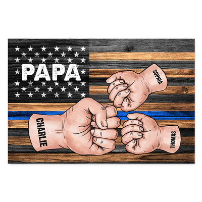 Dad Papa Grandpa Fist Bump Nation Flag Personalized Horizontal Poster