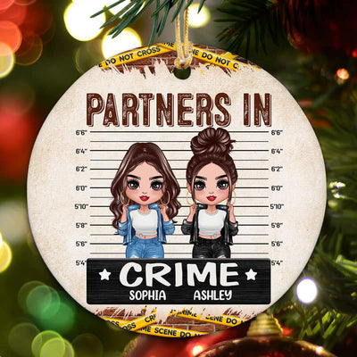 Partners In Crime Cool Doll Besties Personalized Circle Ornament