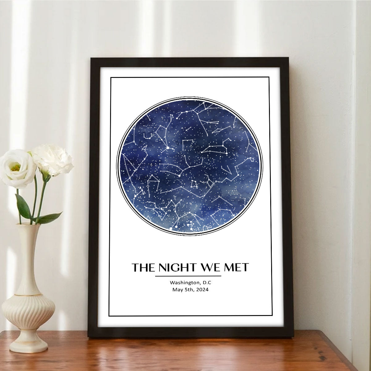 Custom Star Map Night Sky Poster to Capture the Precious Moment, The Night We Met Couple Anniversary Gift, Wedding Gift, Constellation Print, Real Astronomical Data