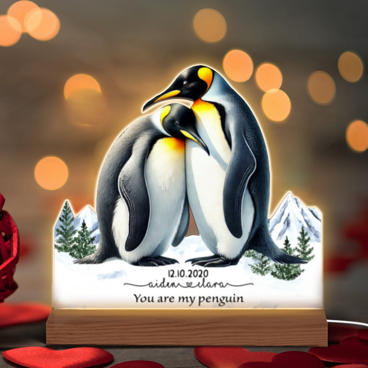 Personalized You Are My Penguin Night Light, Custom Couple Name LED Night Light, Anniversary Gift, Gift For Boyfriend, Gift For Her