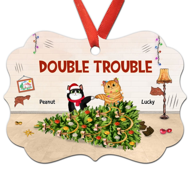 Naughty Cats Regret Nothing Personalized Christmas Ornament