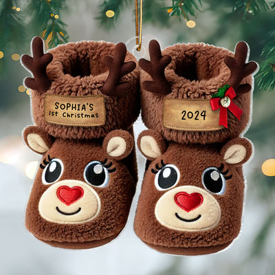 Baby Cozy Fleece Booties 2D Flat Personalized Acrylic Ornament