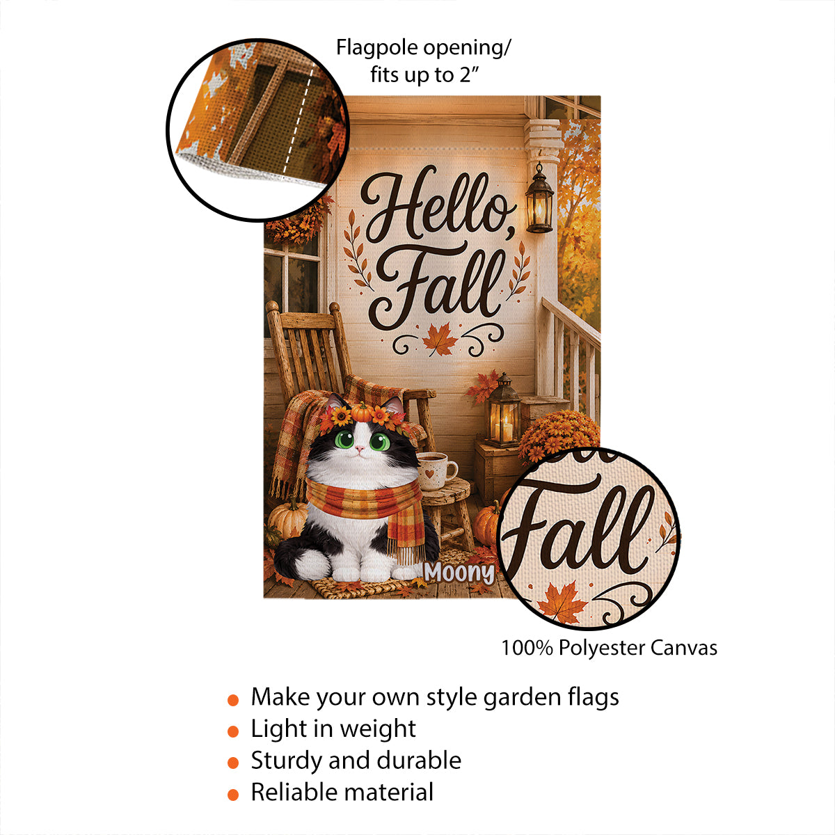 Hello Fall Cats Front Porch - Personalized Garden Flag - Fall Season Decor Gift, Gift For Cat Lovers
