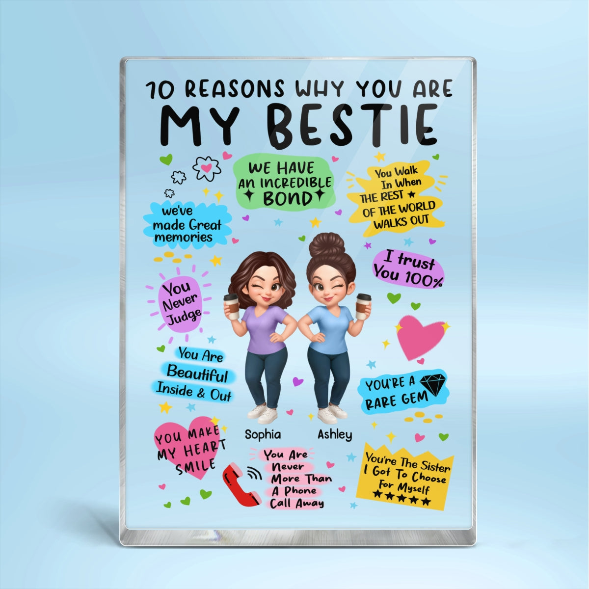 10 Reasons Why You Are My Besties Personalized Acrylic Block Plaque