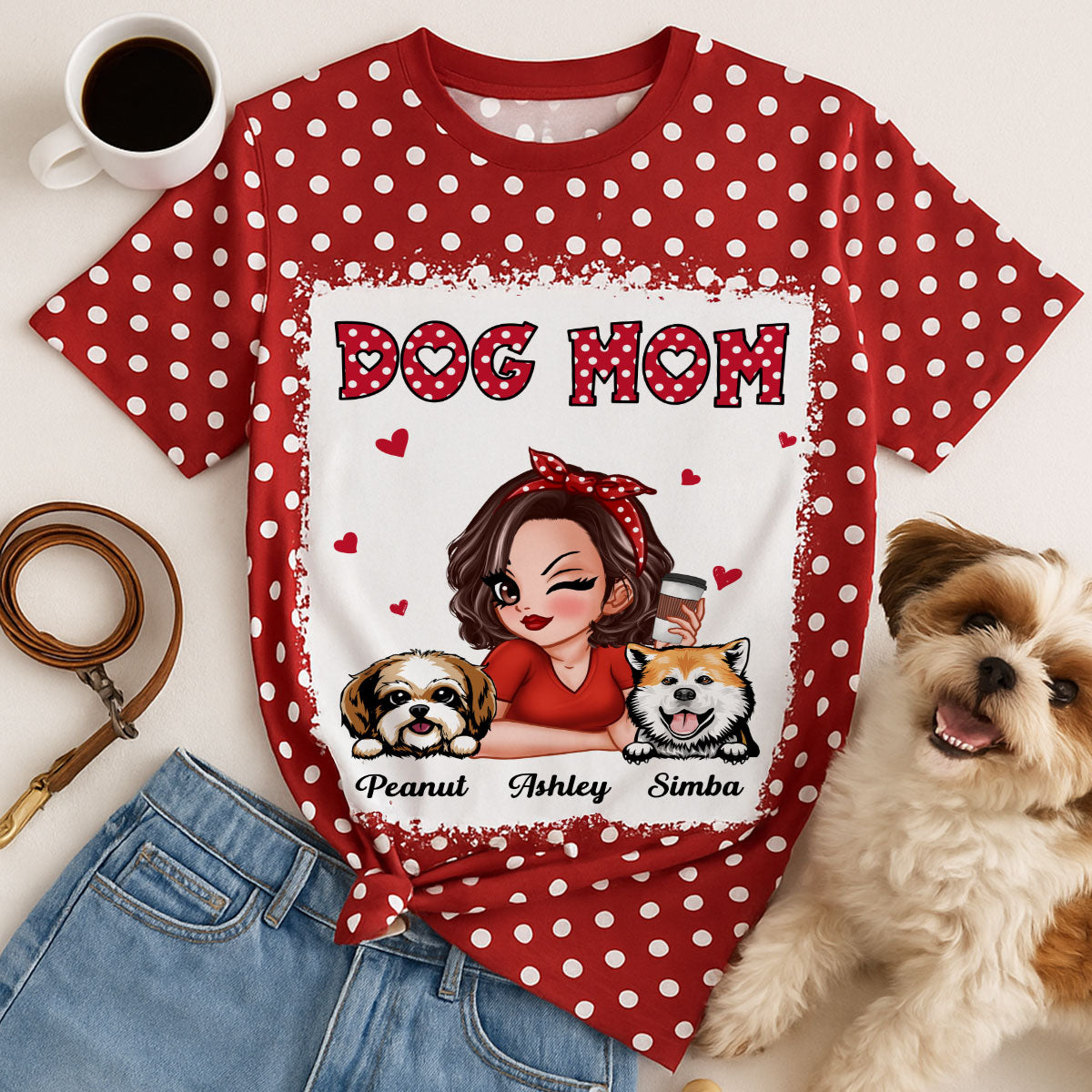Polka Dot Dog Mom Personalized 3D Shirt