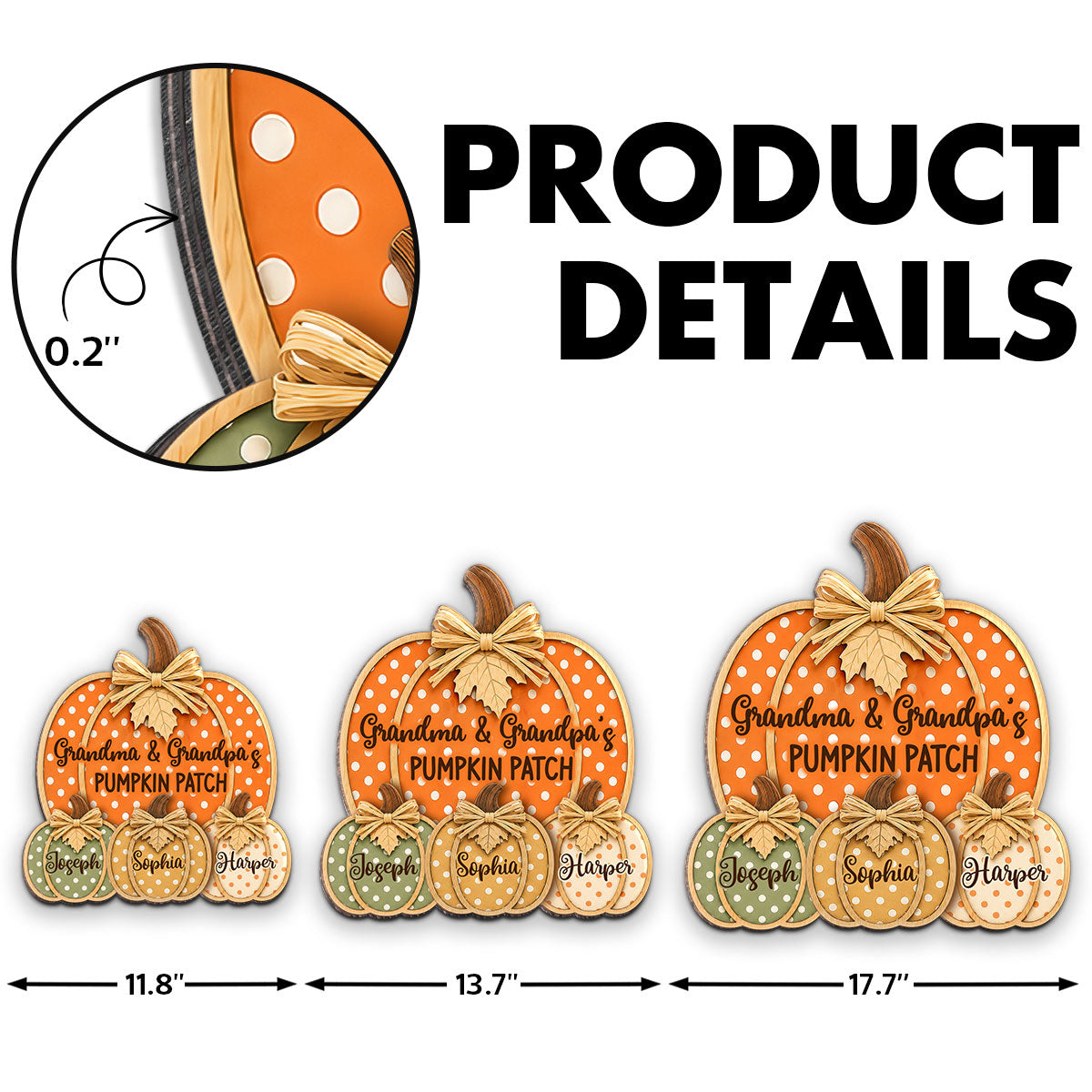 Grandma & Grandpa's Pumpkin Patch Polka Dot 2D Flat Printed - Personalized Door Hanger - Fall Season Decor For Grandparents