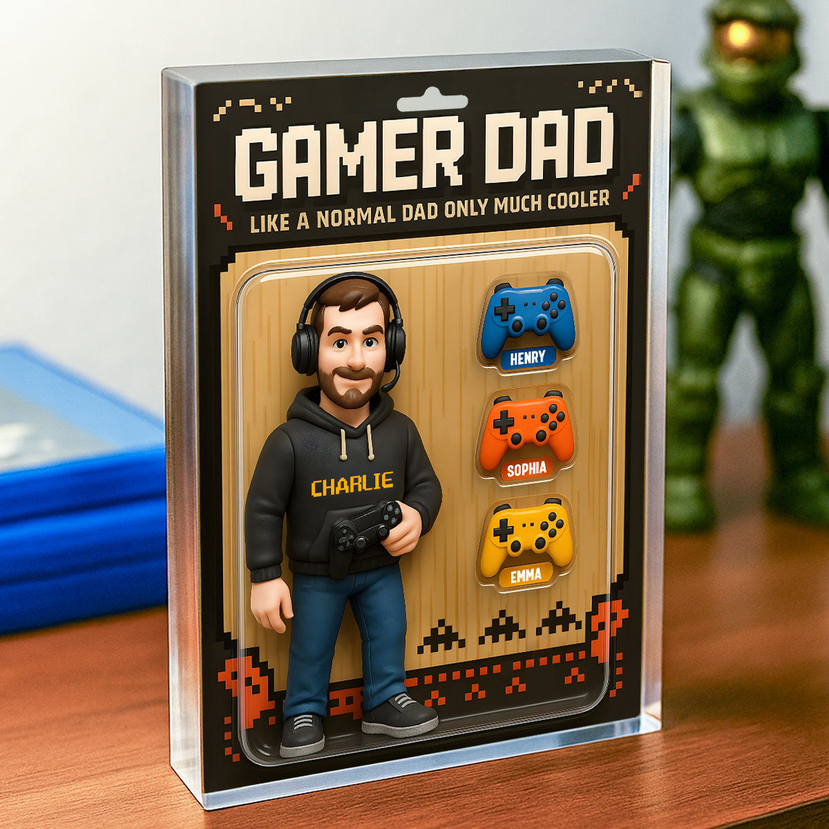 Gamer Dad Cooler 3D Effect - Personalized Acrylic Block Plaque - Gift For Husband Dad