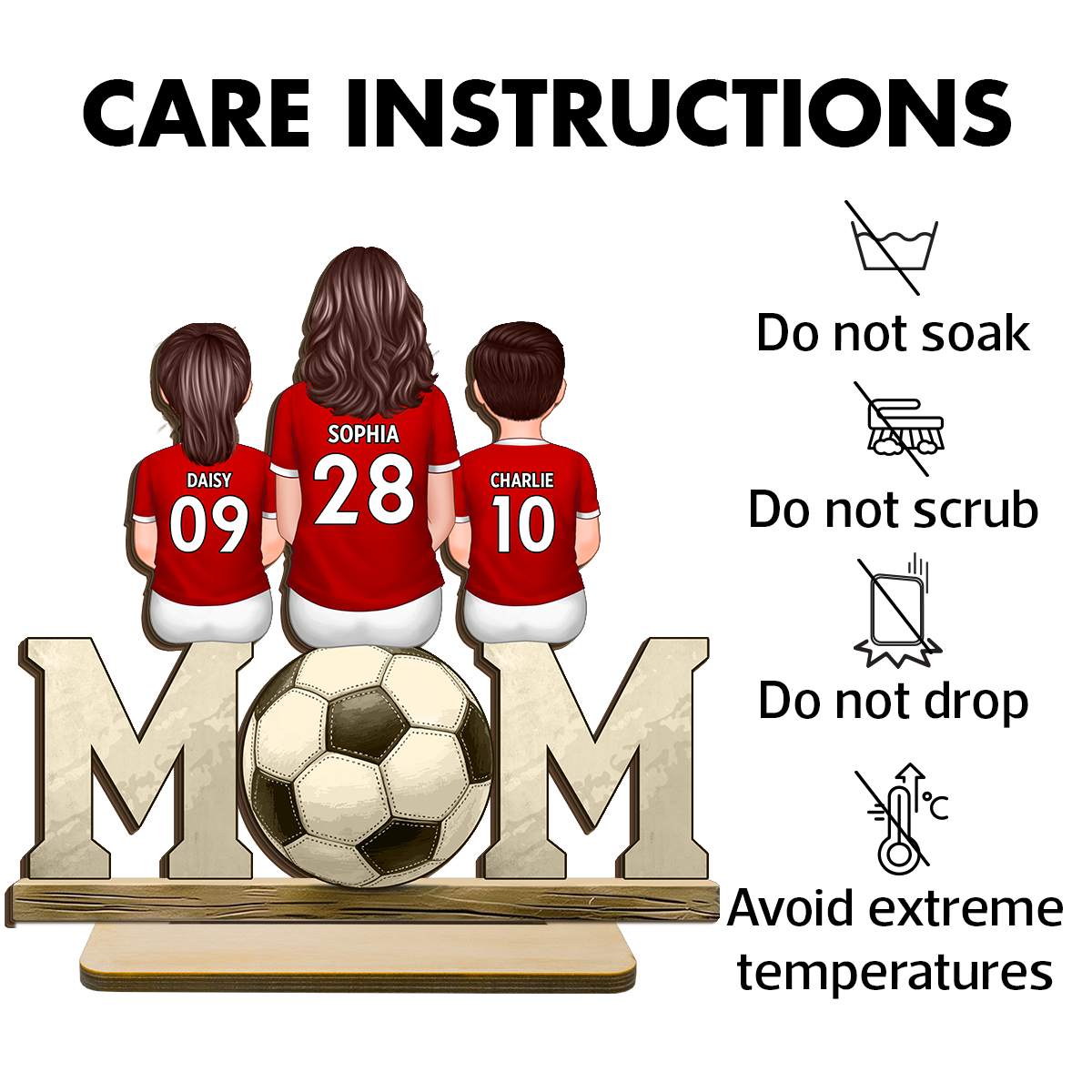 Soccer Mom And Kids - Personalized 2-Layered Wooden Plaque - Gift for Mom, Gift for Grandma, Gift for Wife