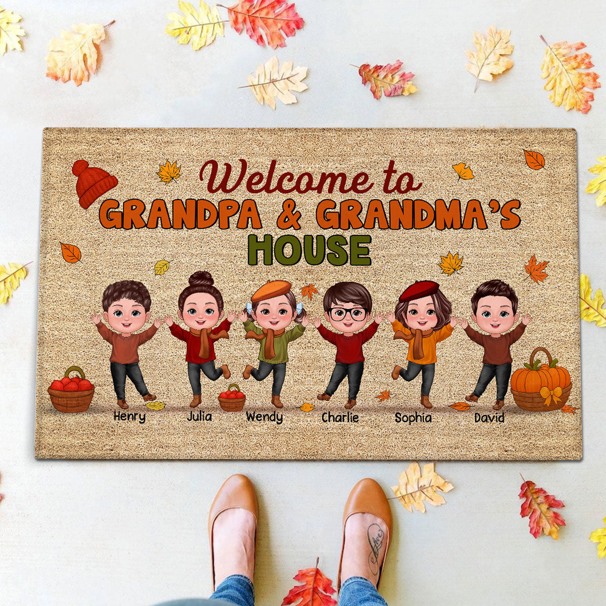 Fall Season Welcome To Grandma Grandpa House Personalized Doormat