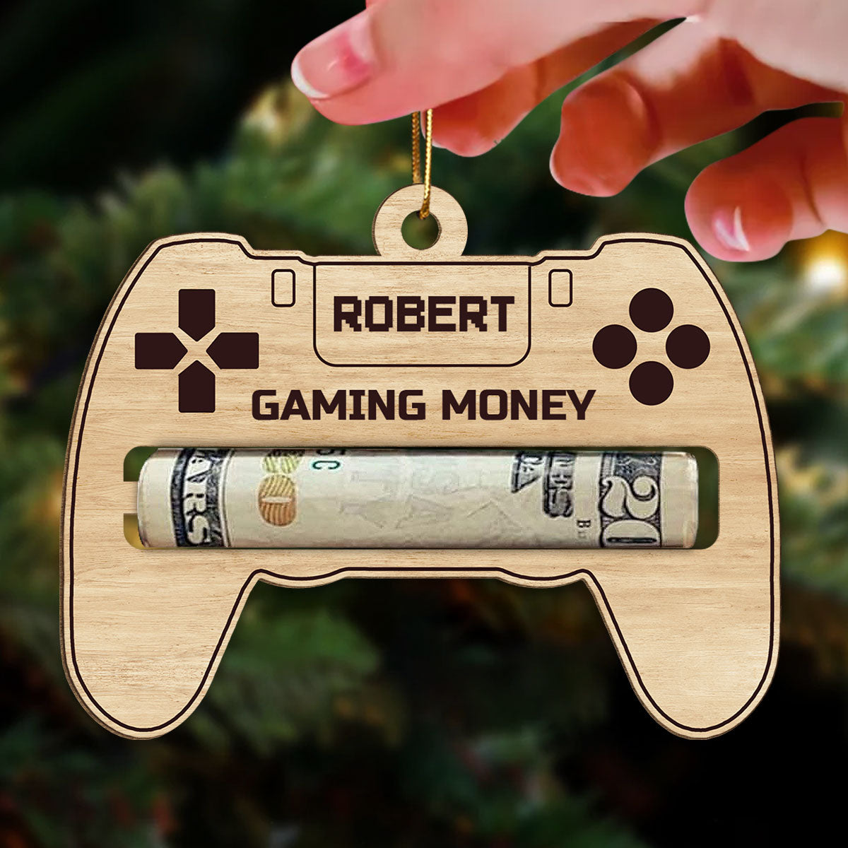 Gaming Money Christmas Gift For Gaming Lover Gamer Personalized Wooden Money Holder Ornament