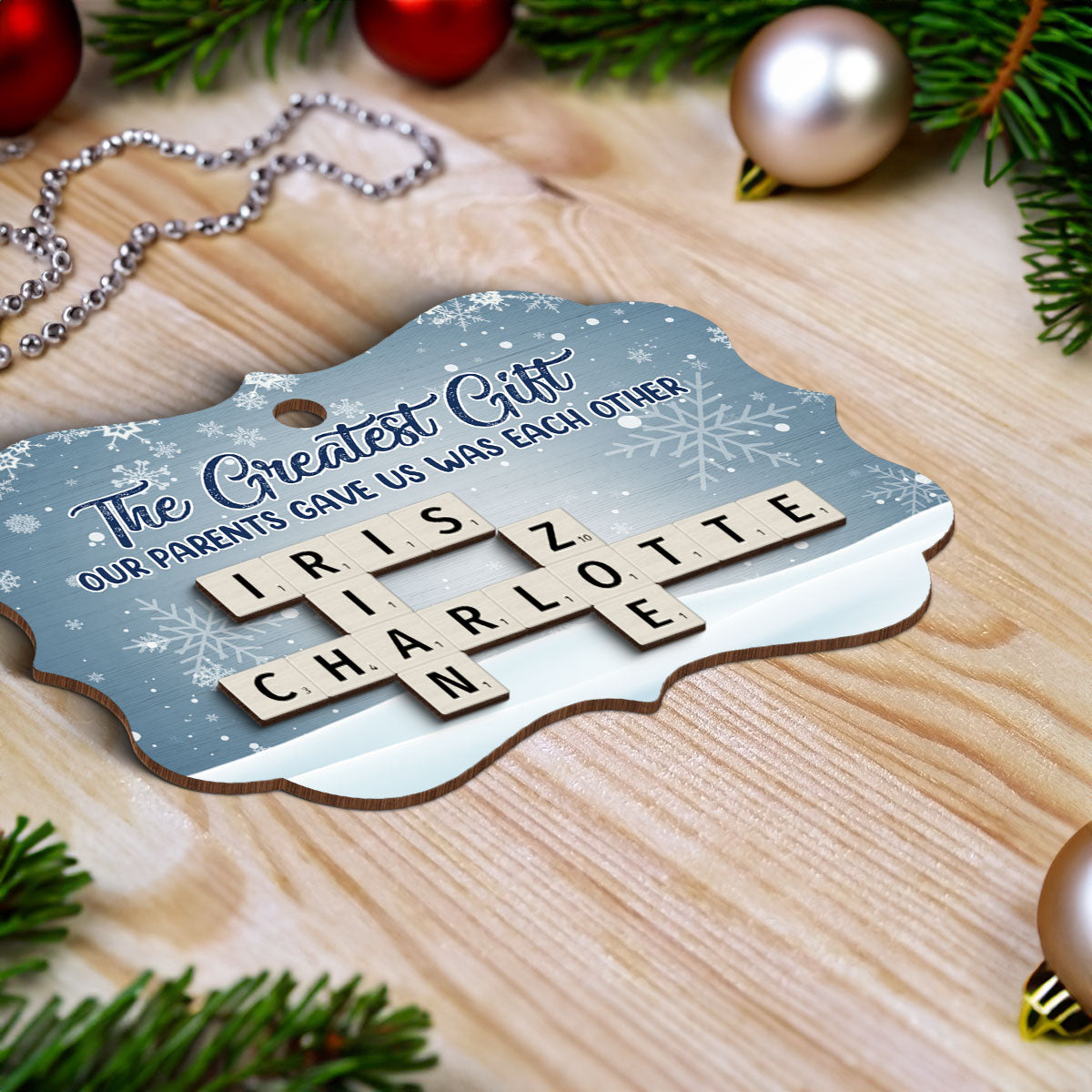 The Greatest Gift Our Grandparents Gave Us Was Each Other, Crossword Puzzle Art Personalized 2-Layered Wooden Ornament