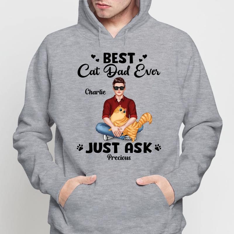 Best Cat Dad Man Sitting With Cat Personalized Shirt