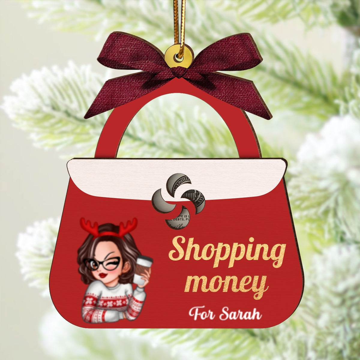 Shopping Money Gift Cards Holder Ornament, Personalized 3-Layered Ornament, Christmas Gifts For Her, Christmas Gifts For Daughter