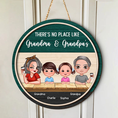 No Place Like Grandma Grandpa's House, Personalized 2 Layer Wooden Door Sign, Home Decor