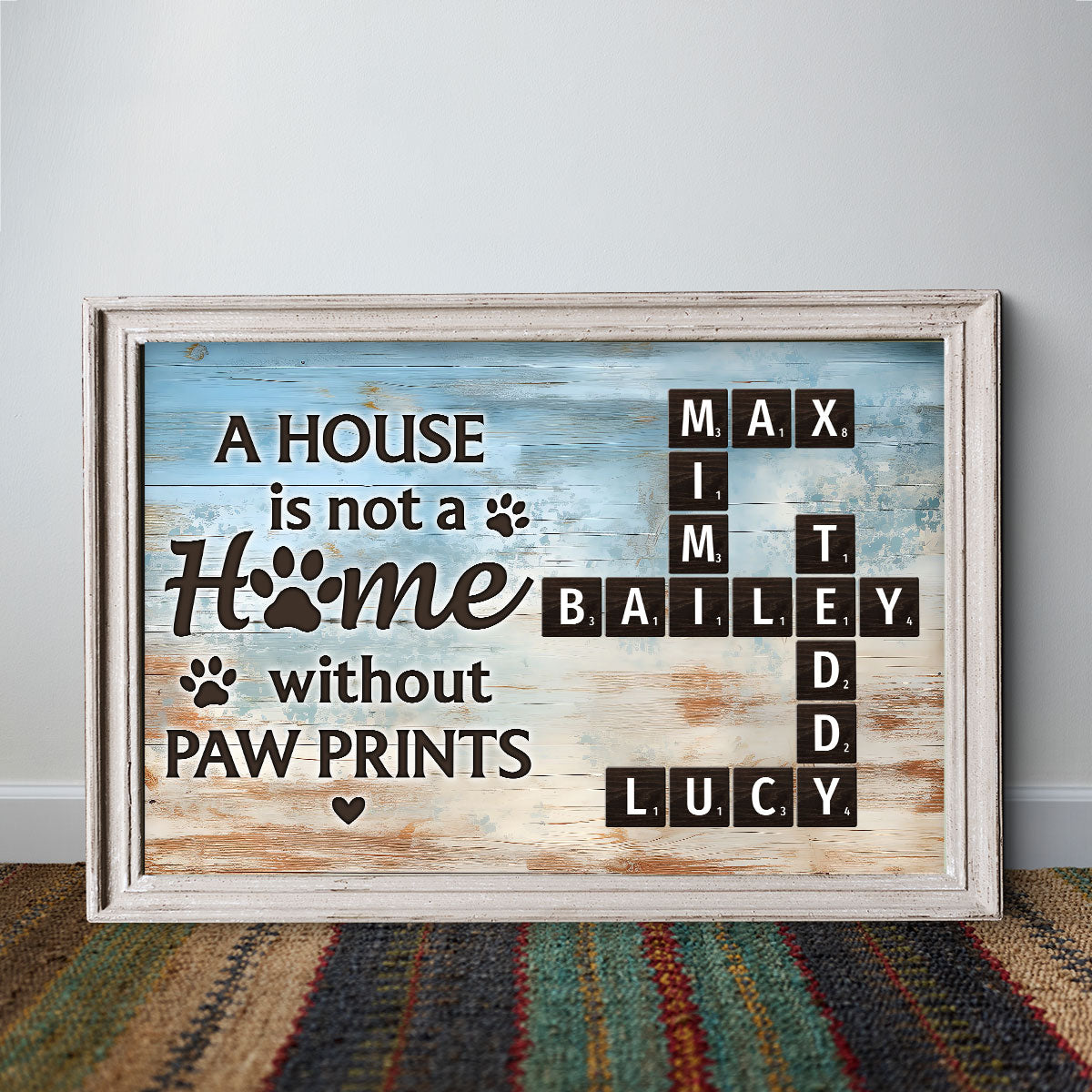 Home With Paw Prints Pet Crossword Puzzle Art - Personalized Poster