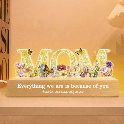 Floral Custom Shaped Personalized Birth Month Flower Acrylic LED Night Light, Heartfelt 2025 Gift For Mom, For Grandma