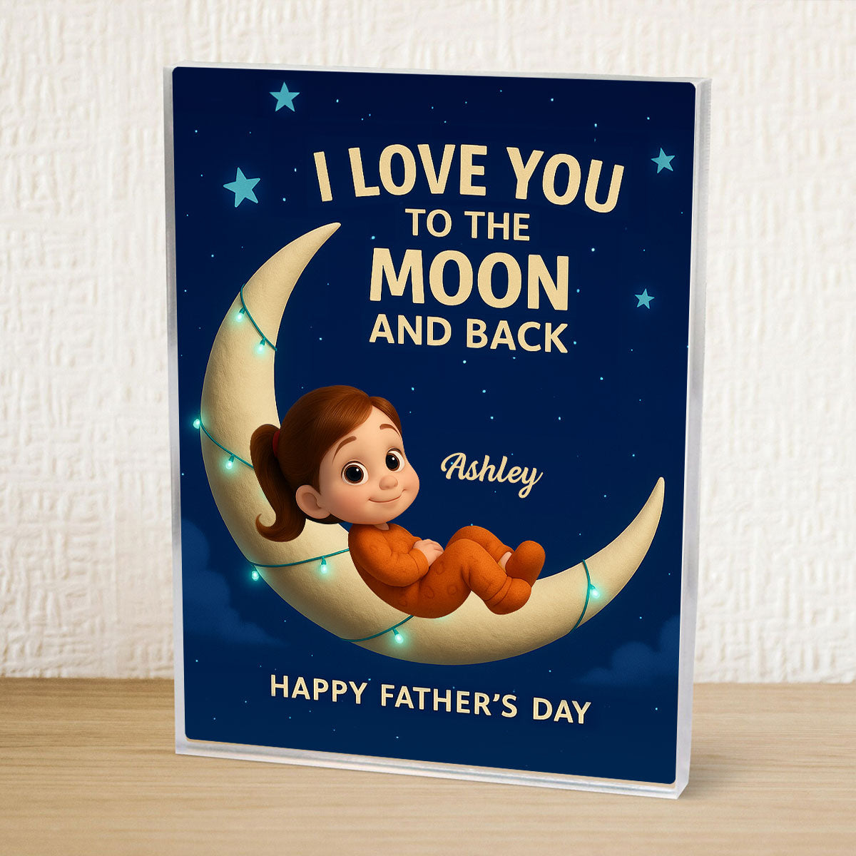 I Love You to the Moon and Back Personalized Acrylic Block Plaque, Father's Day Gift for Dad