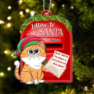 Dear Santa Define Naughty Funny Cat Cartoon Personalized Acrylic Ornament