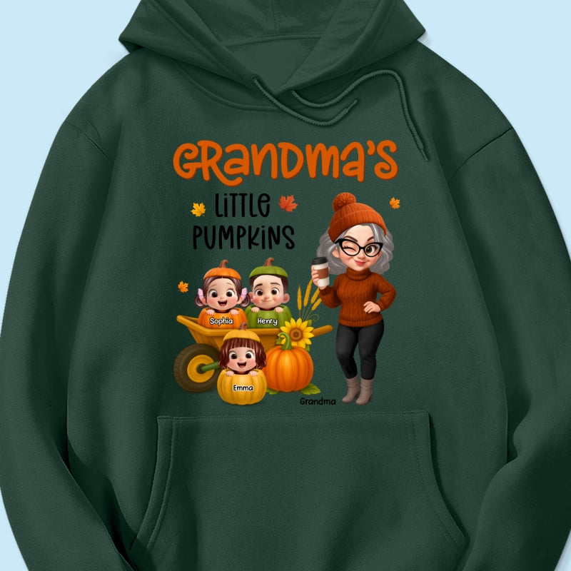 Grandma's Litttle Pumpkins Pretty Grandma And Kids Personalized Shirt, Fall Season gift