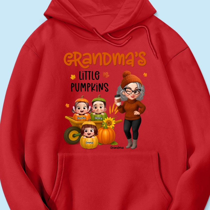 Grandma's Litttle Pumpkins Pretty Grandma And Kids Personalized Shirt, Fall Season gift
