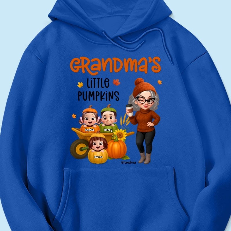 Grandma's Litttle Pumpkins Pretty Grandma And Kids Personalized Shirt, Fall Season gift