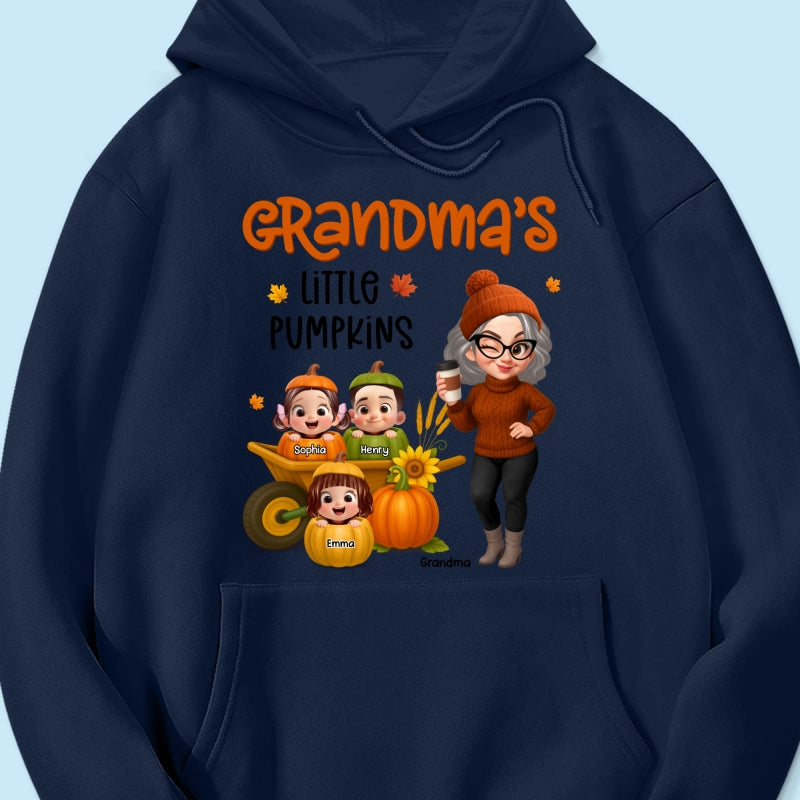 Grandma's Litttle Pumpkins Pretty Grandma And Kids Personalized Shirt, Fall Season gift