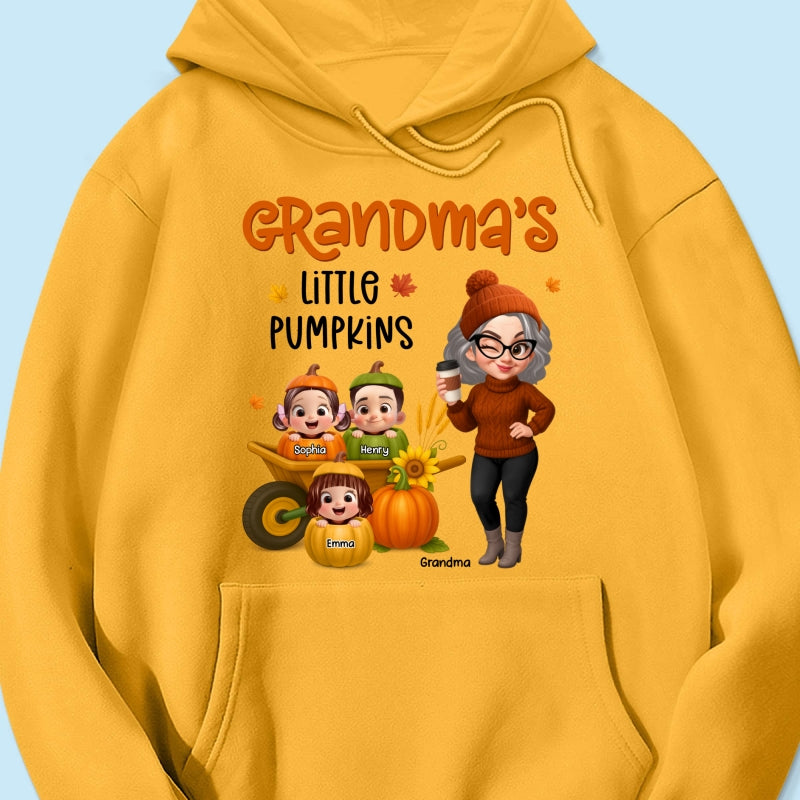 Grandma's Litttle Pumpkins Pretty Grandma And Kids Personalized Shirt, Fall Season gift