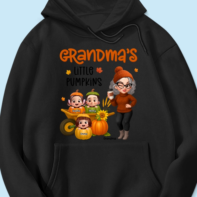 Grandma's Litttle Pumpkins Pretty Grandma And Kids Personalized Shirt, Fall Season gift