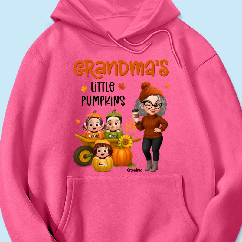 Grandma's Litttle Pumpkins Pretty Grandma And Kids Personalized Shirt, Fall Season gift