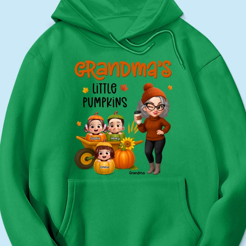 Grandma's Litttle Pumpkins Pretty Grandma And Kids Personalized Shirt, Fall Season gift