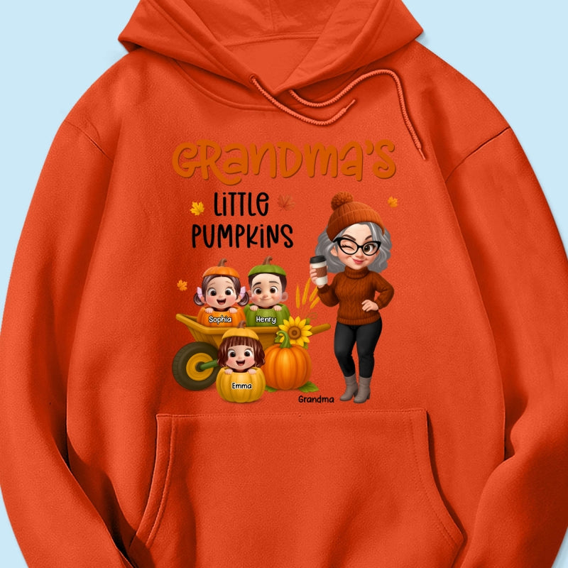 Grandma's Litttle Pumpkins Pretty Grandma And Kids Personalized Shirt, Fall Season gift