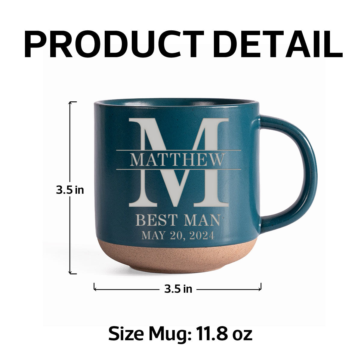 Groom Man Engraved Old Fashion Personalized Pottery Mug, Best Man Gift