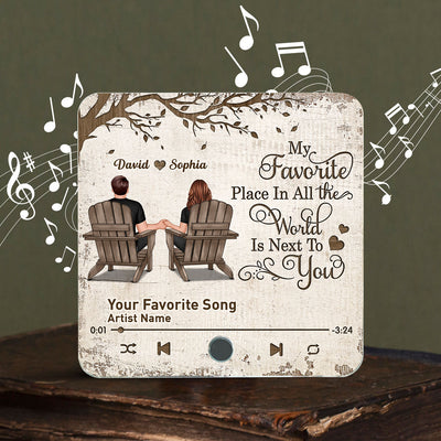 Favorite Place In The World Sitting Couple Back View Personalized Music Fridge Magnet, Anniversary Gift For Him, For Her
