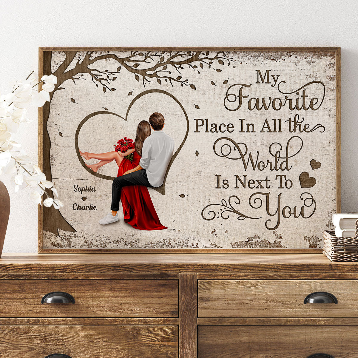 Favorite Place In The World Heart Couple Sitting Couple, Best Personalized Couple Gift For Valentine's Day, Anniversary Gift For Him, For Her