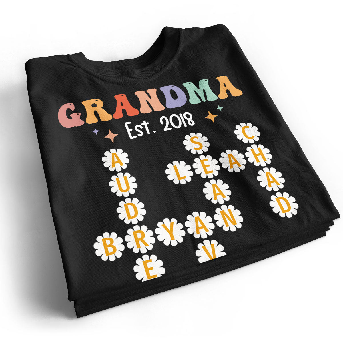 Grandma Mom Daisy Flower Crossword Art Puzzle Personalized Shirt