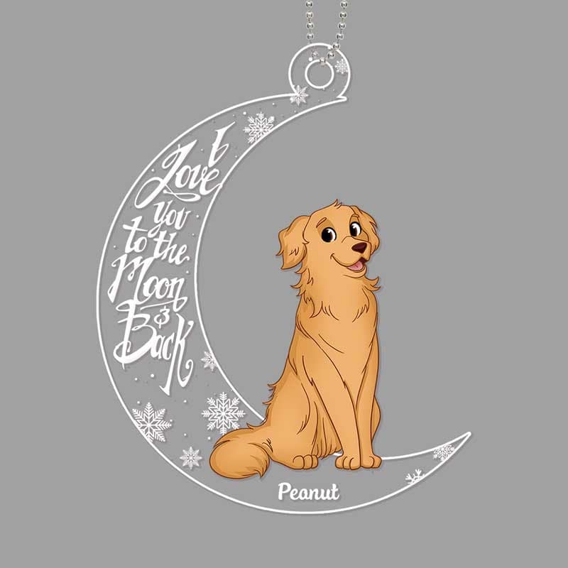 Cartoon Dog On Moon Christmas Gift Personalized Acrylic Ornament