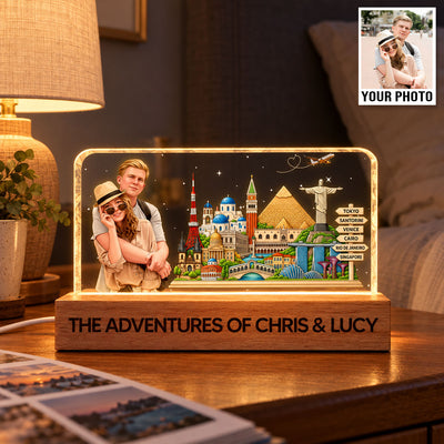 The Places You've Been Landmarks With Custom Photo Upload - Personalized Acrylic Block LED Night Light - Traveling Destination Keepsake, Christmas Gift For Traveling Lovers