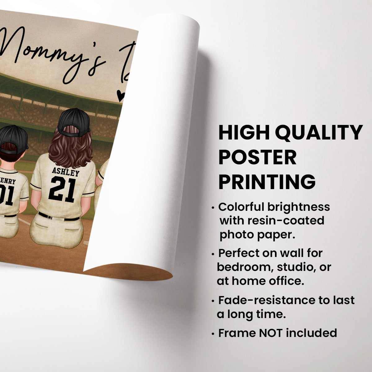 Retro Vintage Baseball Family We Caught The Best Mom - Personalized Poster - Mother's Day Gift For Mom