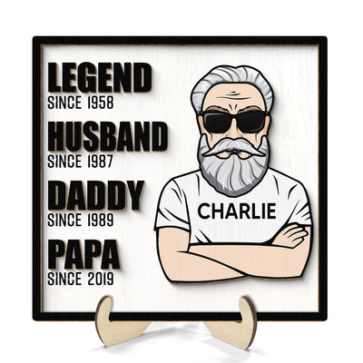Legend Husband Dad Grandpa Personalized 2-Layer Wooden Plaque