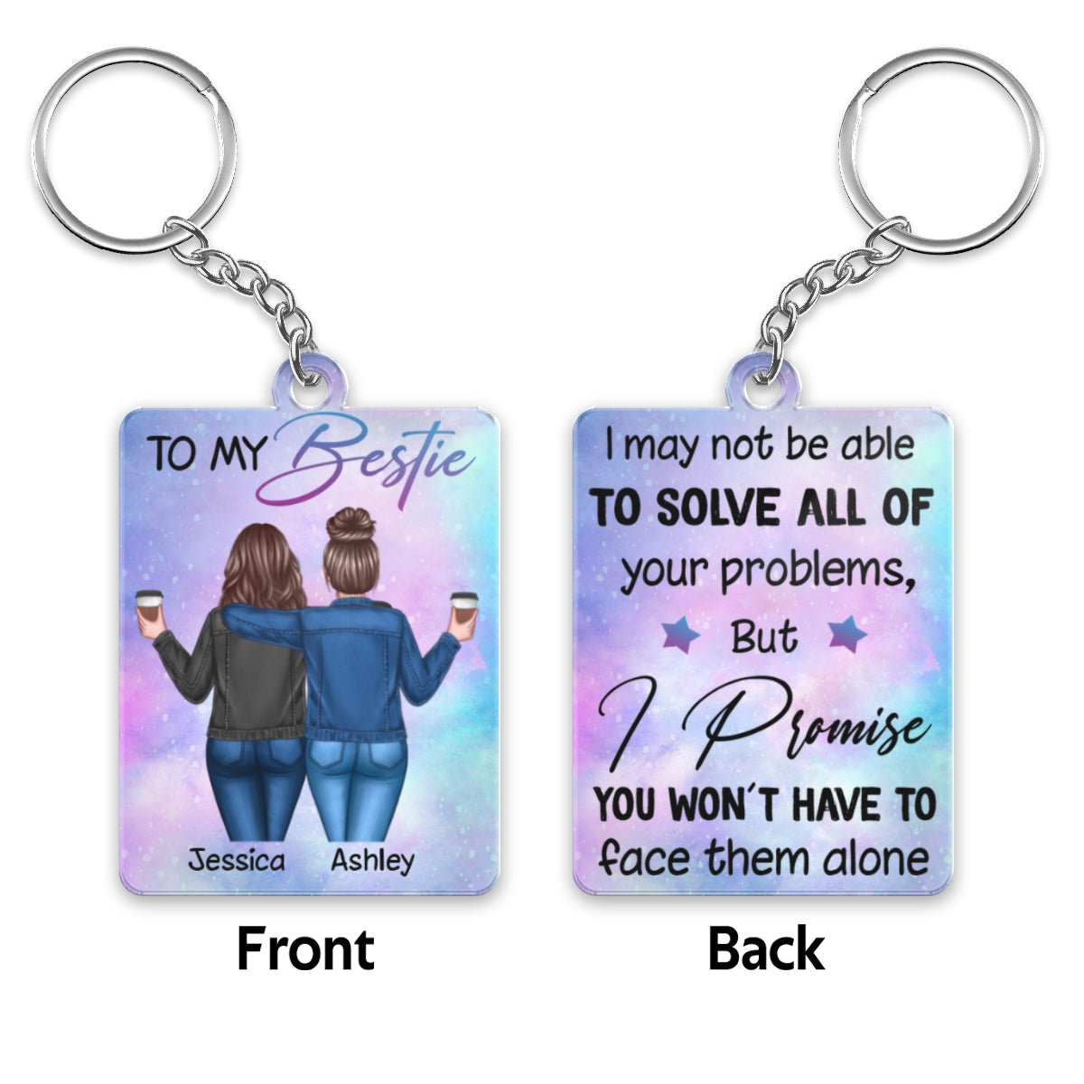 Back View Besties To My Bestie Personalized Acrylic Keychain