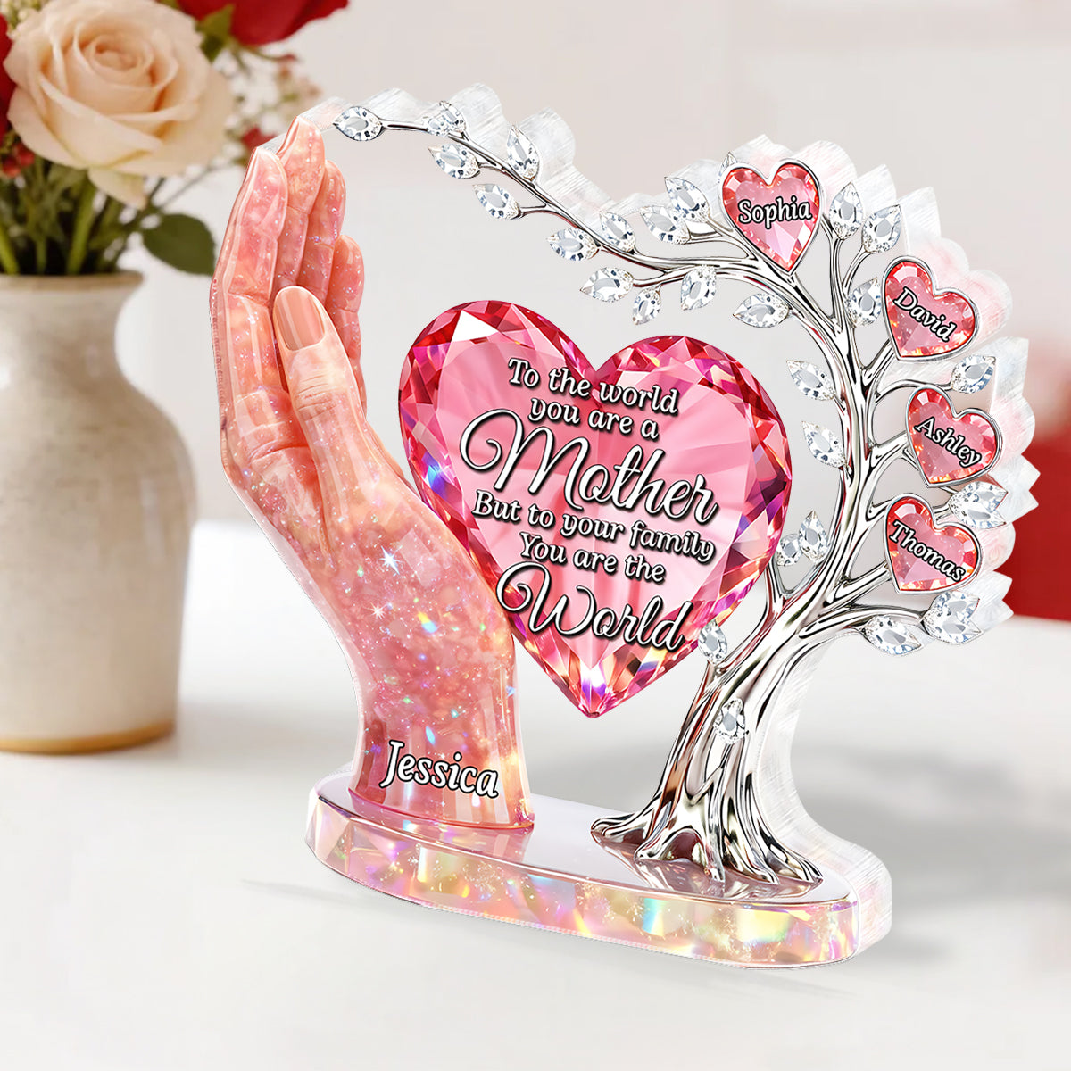 To the World You Are a Mother To Us You Are the World - Personalized Acrylic Block Plaque - Heartfelt Gift for Mom