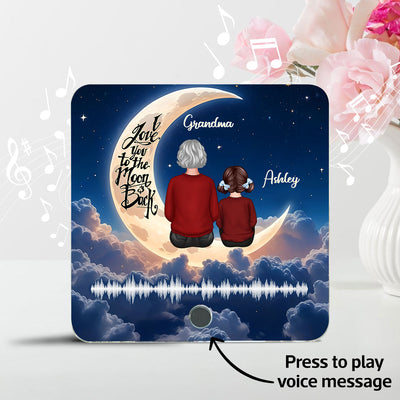 Grandma & Grandkid Back View Love You To The Moon And Back Voice Message Personalized Music Fridge Magnet