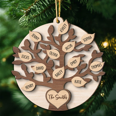 Family Tree Member Names Personalized 2-Layer Wooden Ornament